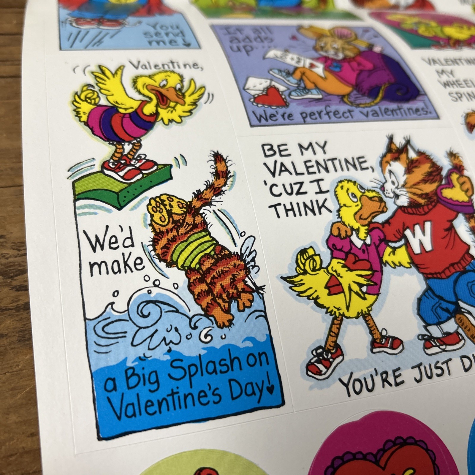 80’s Vintage Whiskers Valentine Stickers Cat Weekly Reader Kitty Duck Valentines
