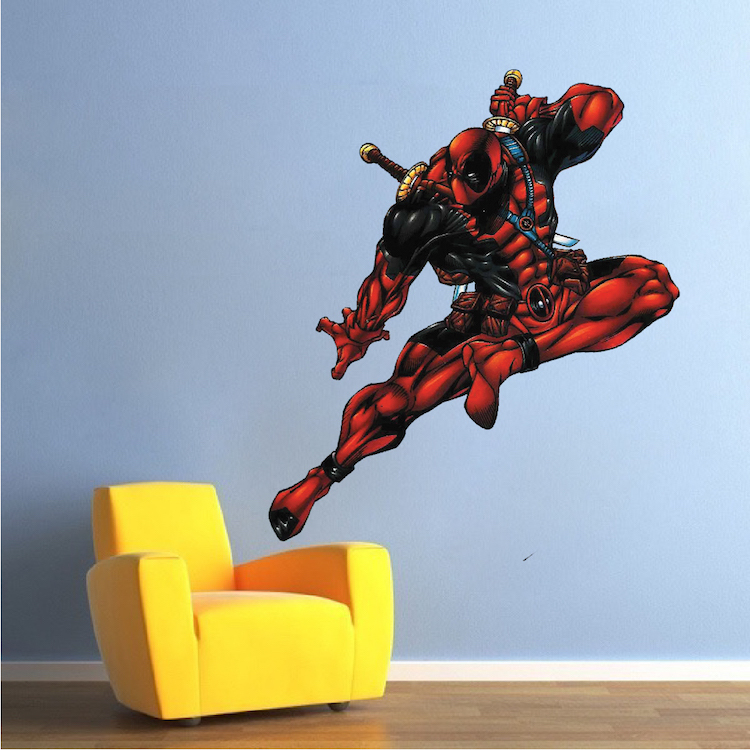 Deadpool Karate Kick Wall Decal Mural Dead Pool Sticker Poster Wall Vinyl, n89