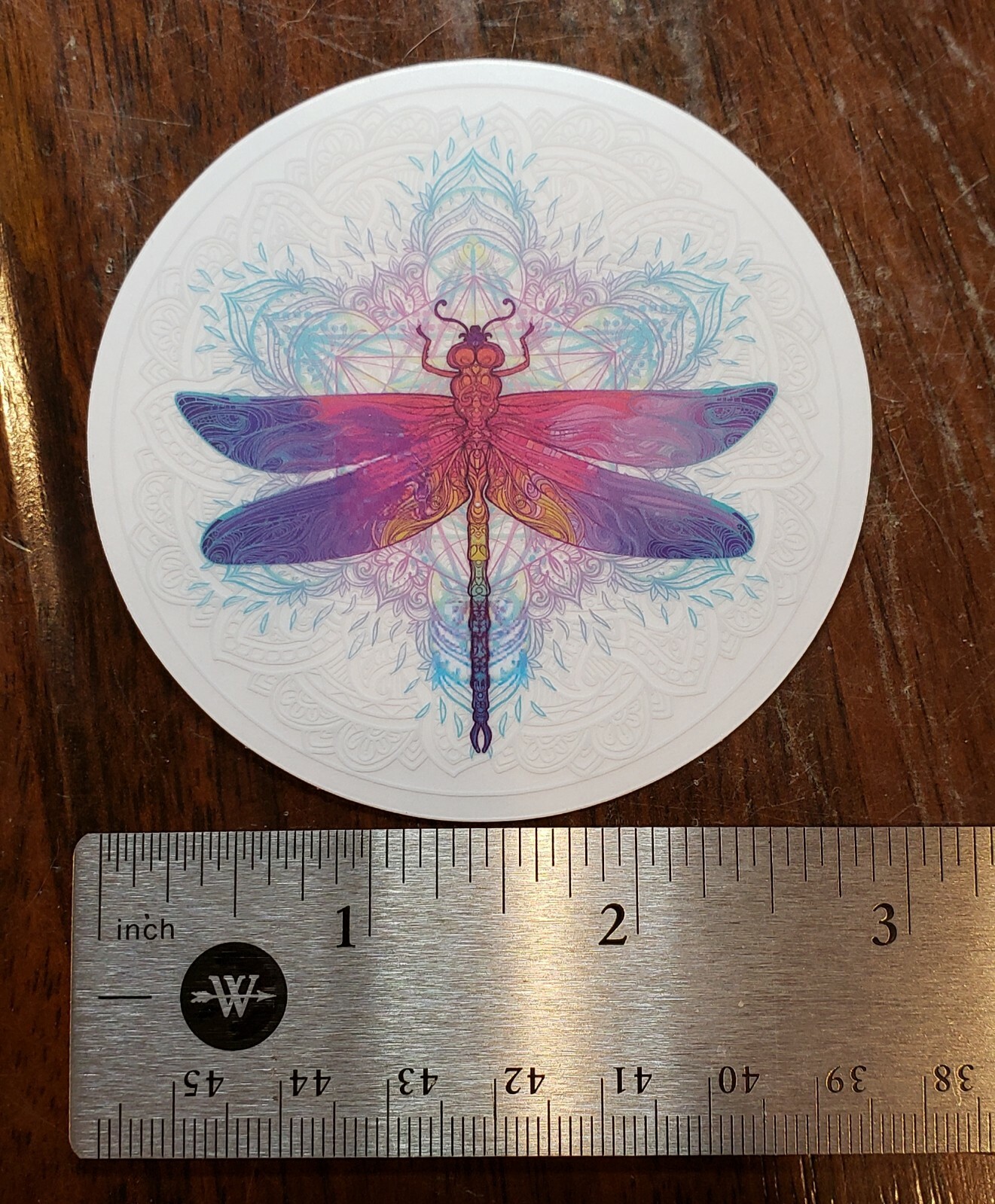 Dragonfly Mandala Sticker Clear Vinyl 3 inch