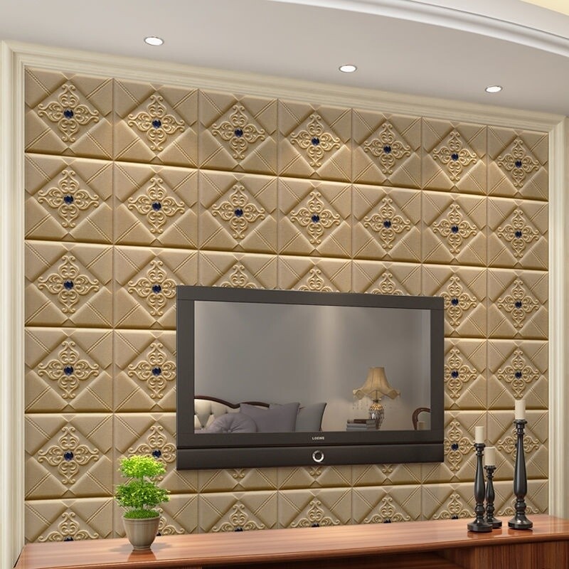 3D Embossed Wall Sticker Self-adhesive Wallpaper Beads Decal DIY Home Decor