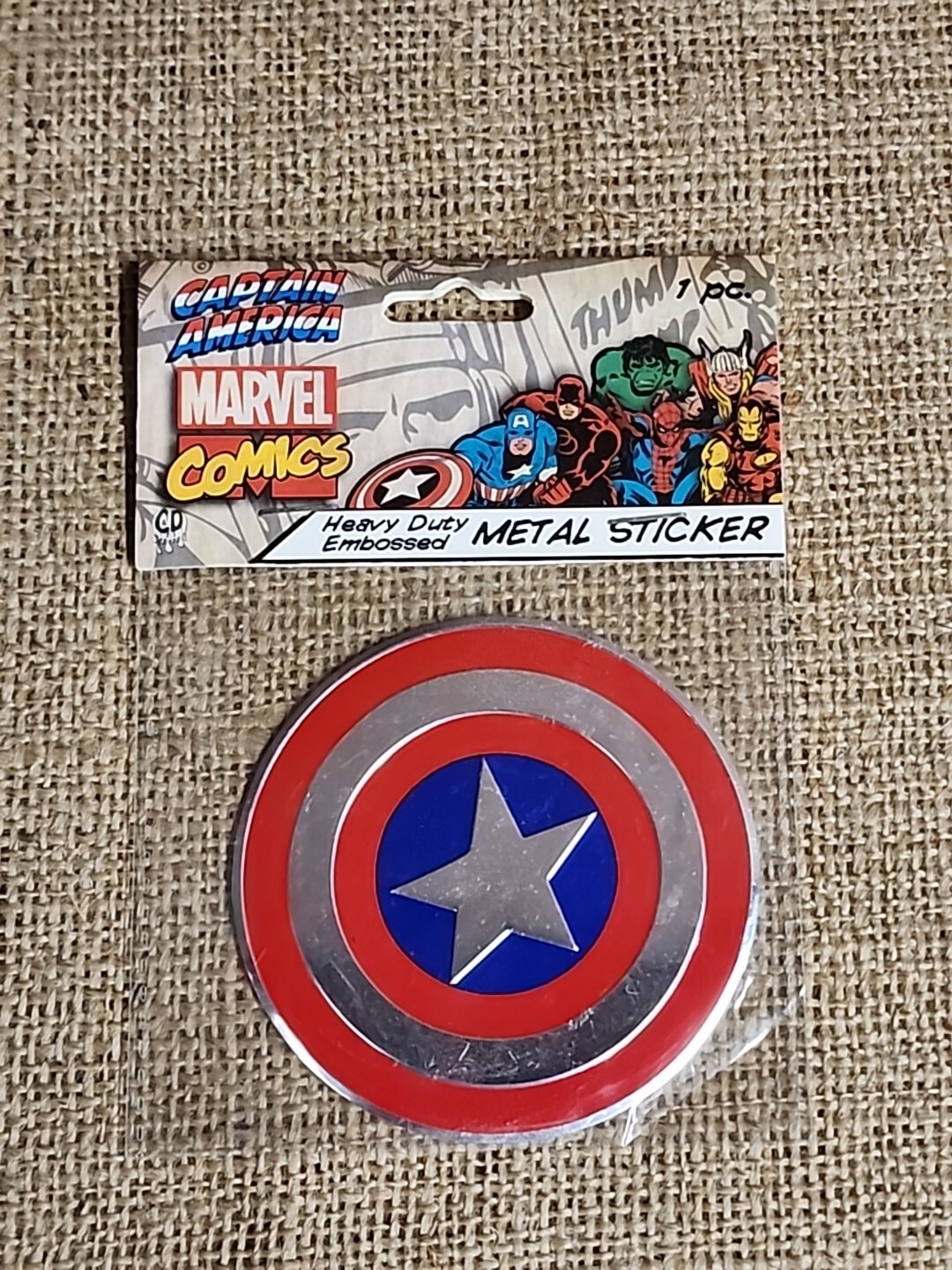 Captain America Heavy Duty Embossed Metal Sticker New