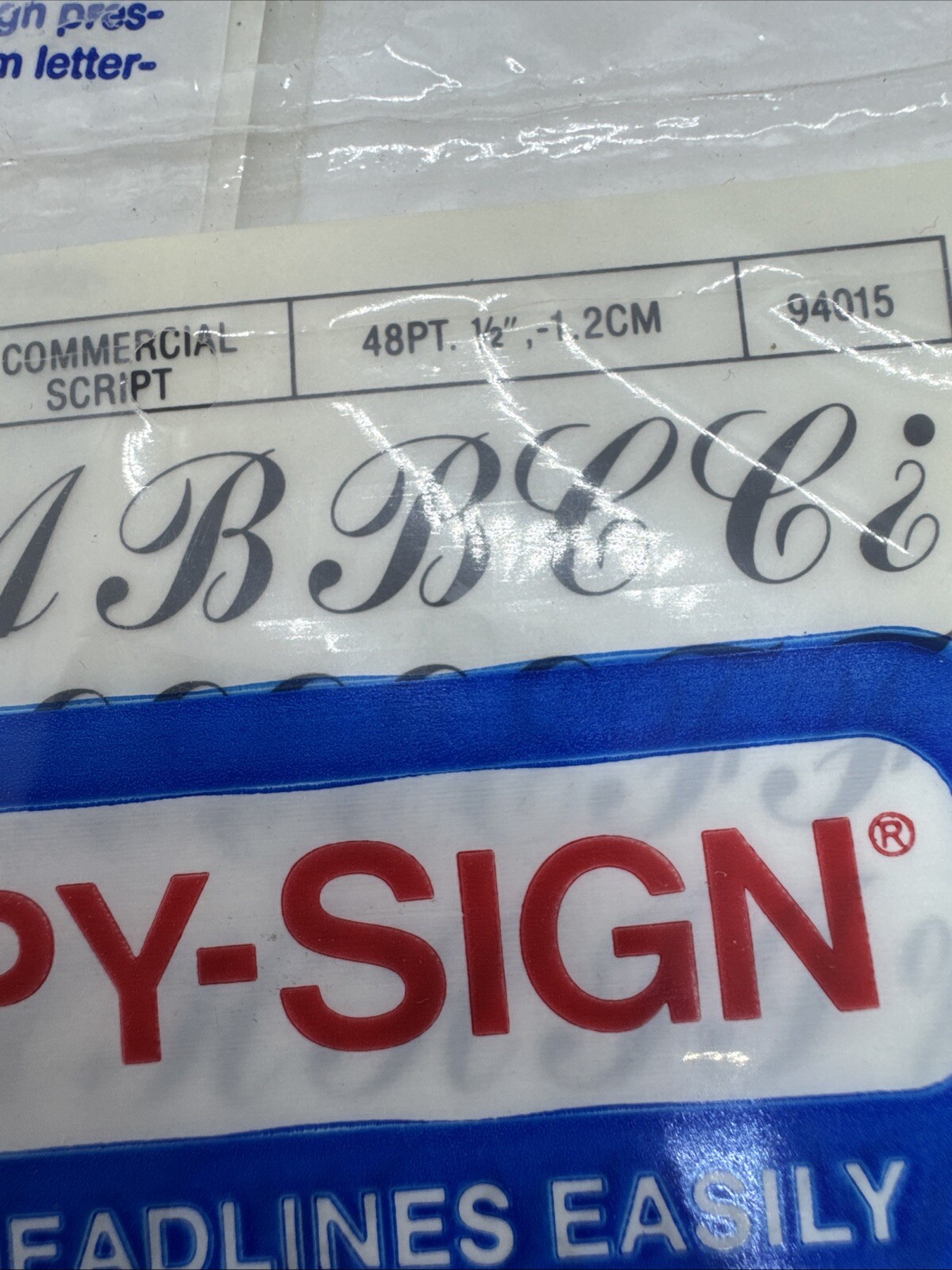 Vintage Set Of 3 1982 ZIPPY-SIGN Run On Lettering Commercial Script 48pt 1/2”
