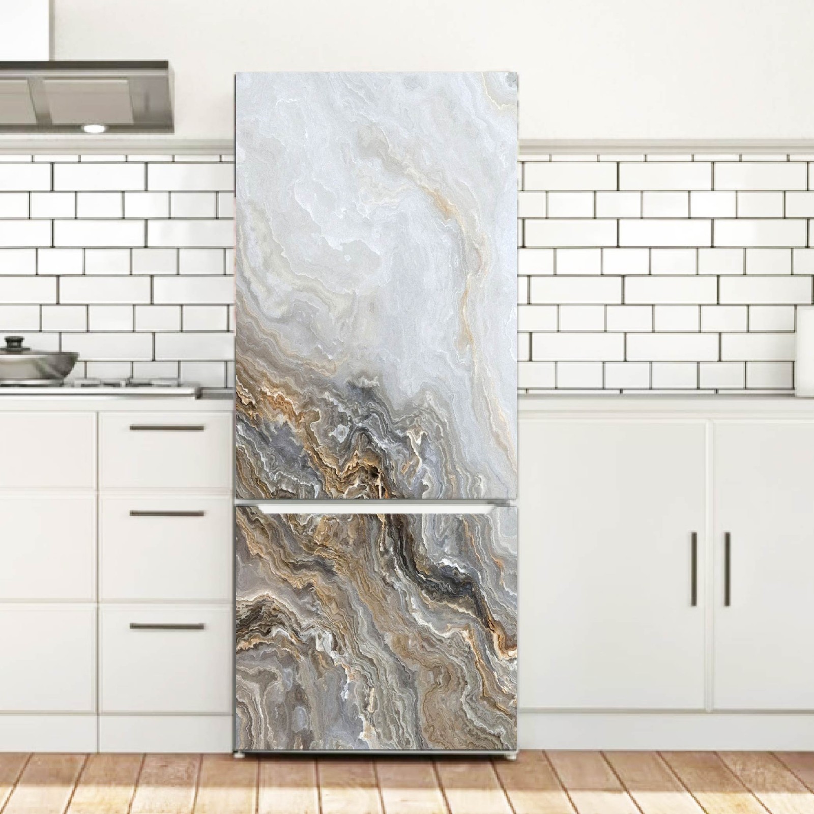 Marble Fridge Wrap Waterproof, Durable Kitchen Vinyl