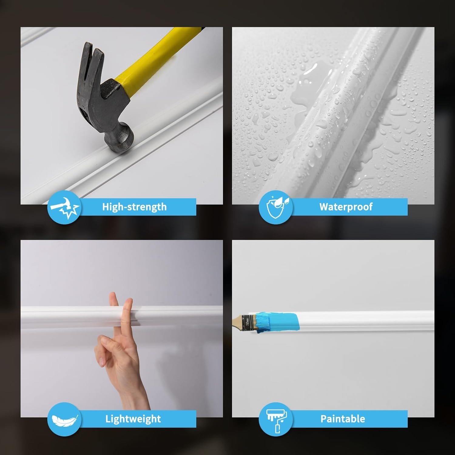 Pre-Cut Wall Molding Set of 6 Pieces with Polyurethane Material for Interior
