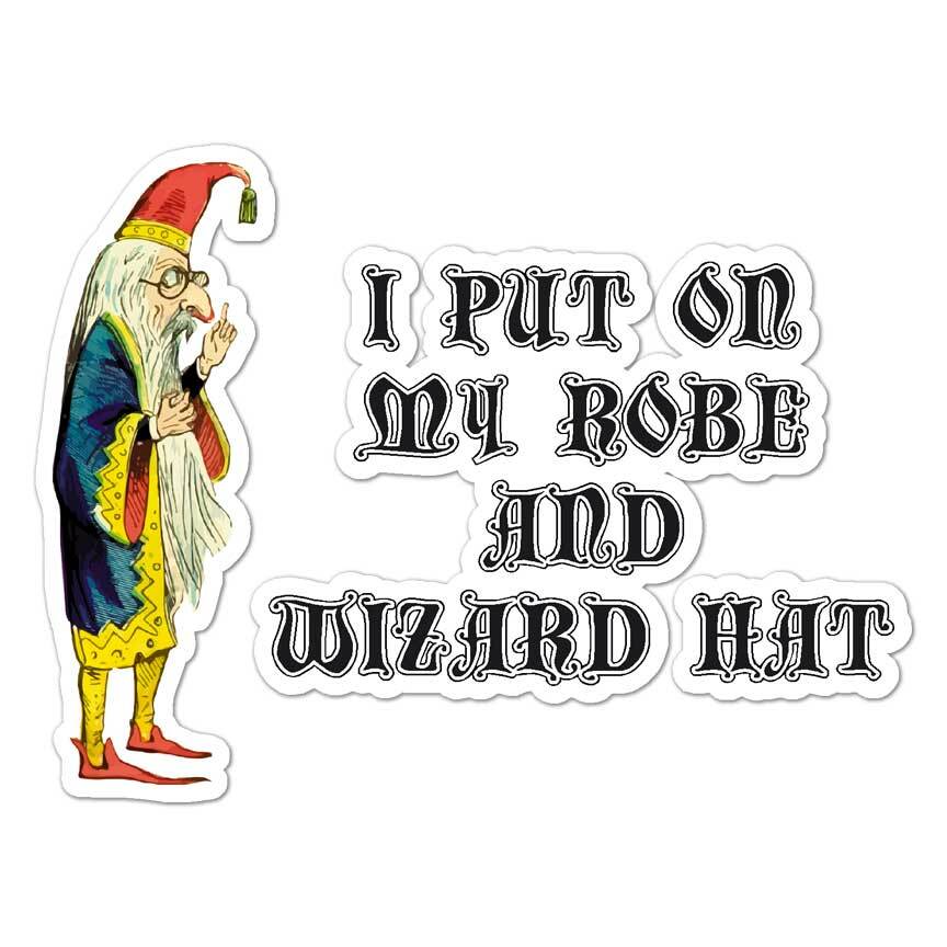 Robe And Wizard Hat, Vinyl Decal Sticker, Indoor Outdoor, 3 Sizes, #8258