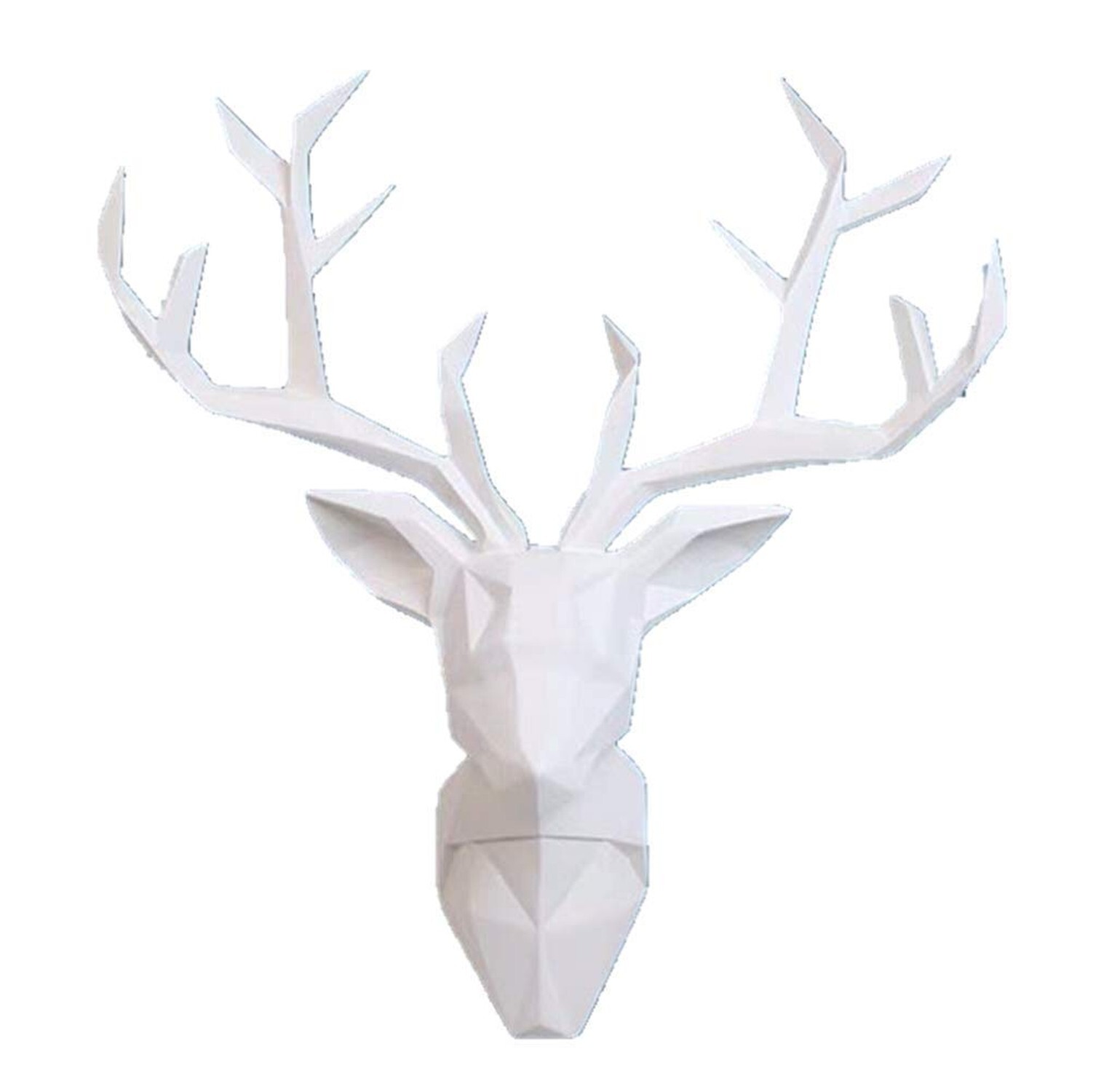 YJ Home Deer Head Wall Art – Geometrial Deer Head Sculpture Home Decor (White…