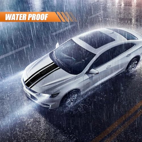 49"x 8.7" Car Hood Stripe Sticker Decal, Vinyl Auto Racing Body Side Black