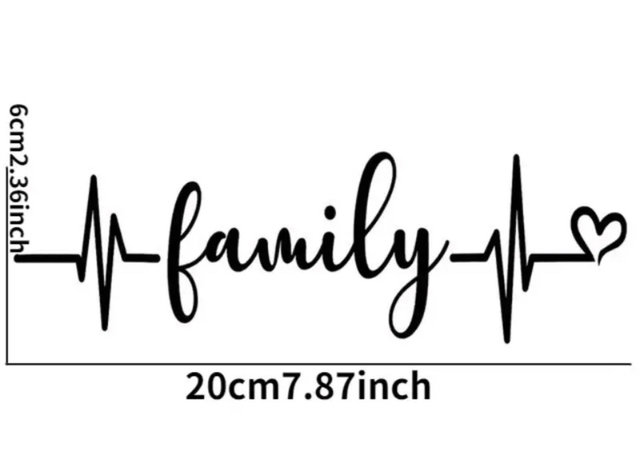 7Inch Metallic Family Heartbeat Decal