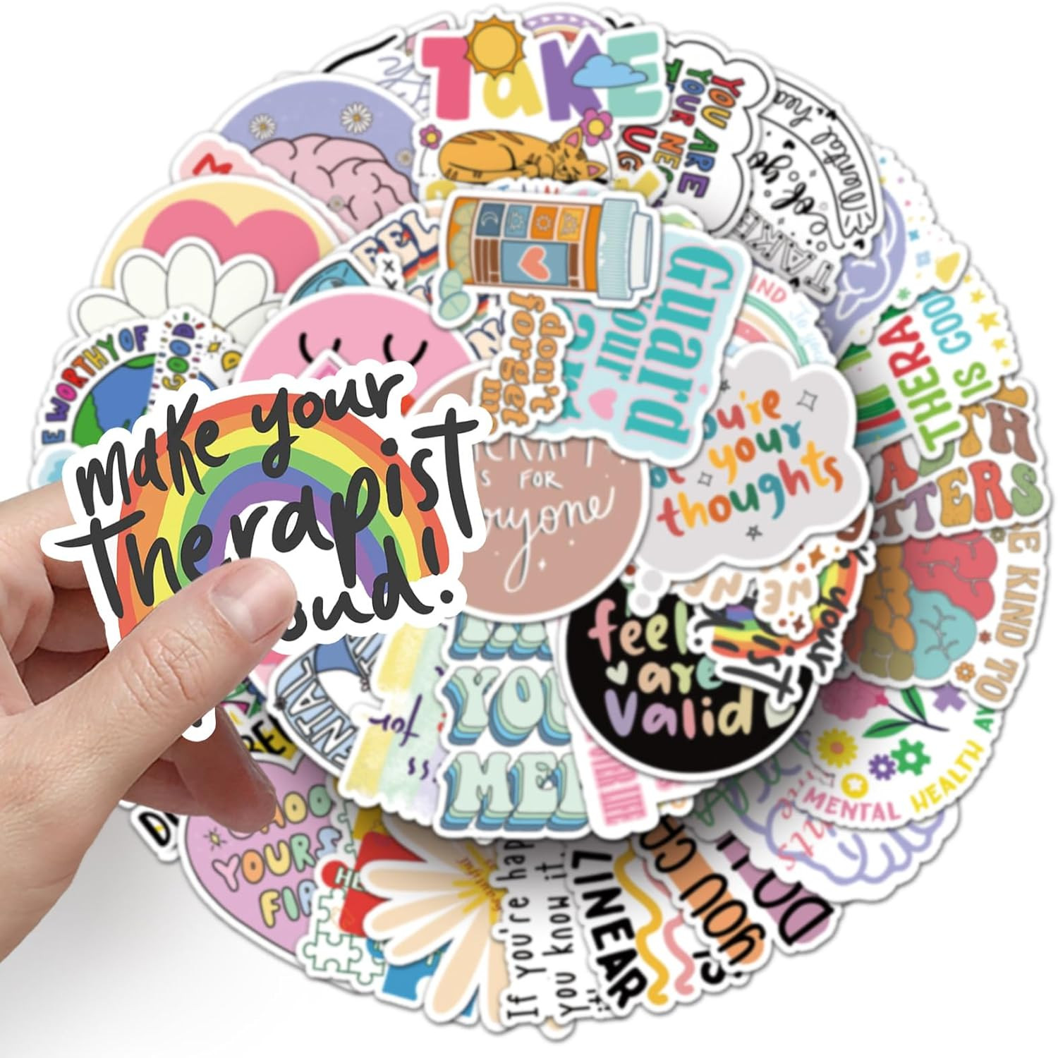 Mental Health Matters Stickers Pack for Journals, Water Bottles, 50Pcs Vinyl Th