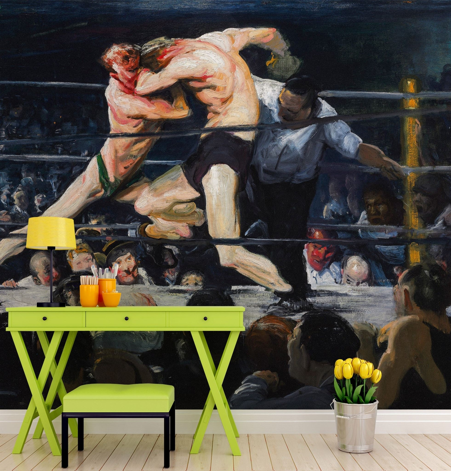 Boxing Match Painting Artwork Wall Mural. Stag at Sharkey's (1909) painting by G