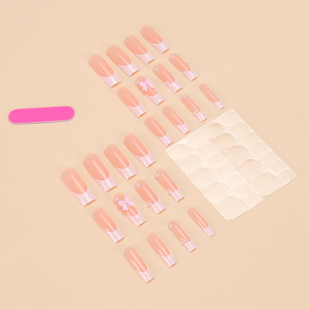 Rectangular Pearl Bow Nail Sticker Finished Product New rectangular pearl