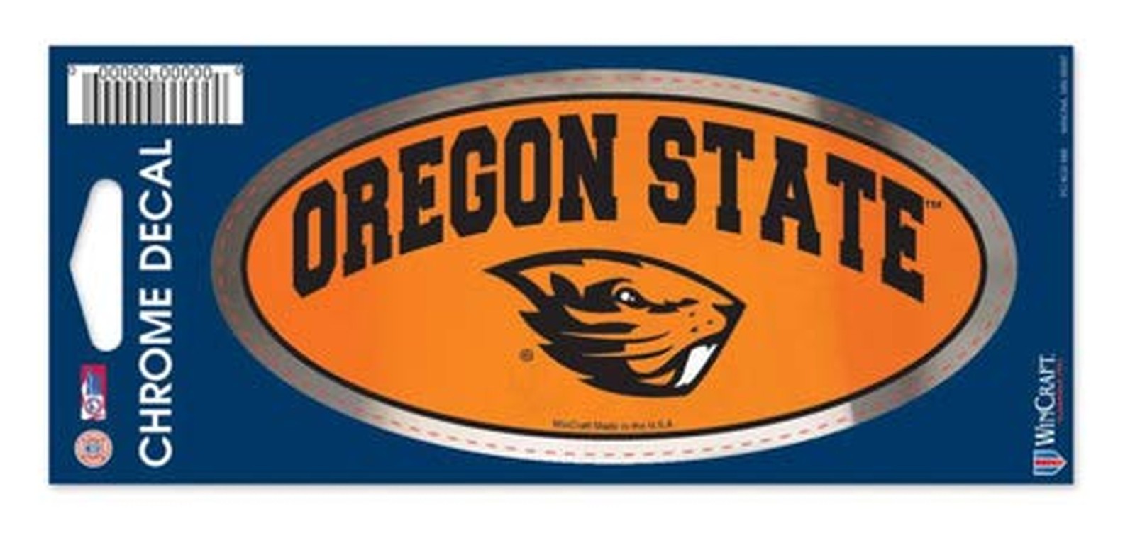 Wincraft NCAA Oregon State University WCR26993014 Chrome Decal, 3" x 7"