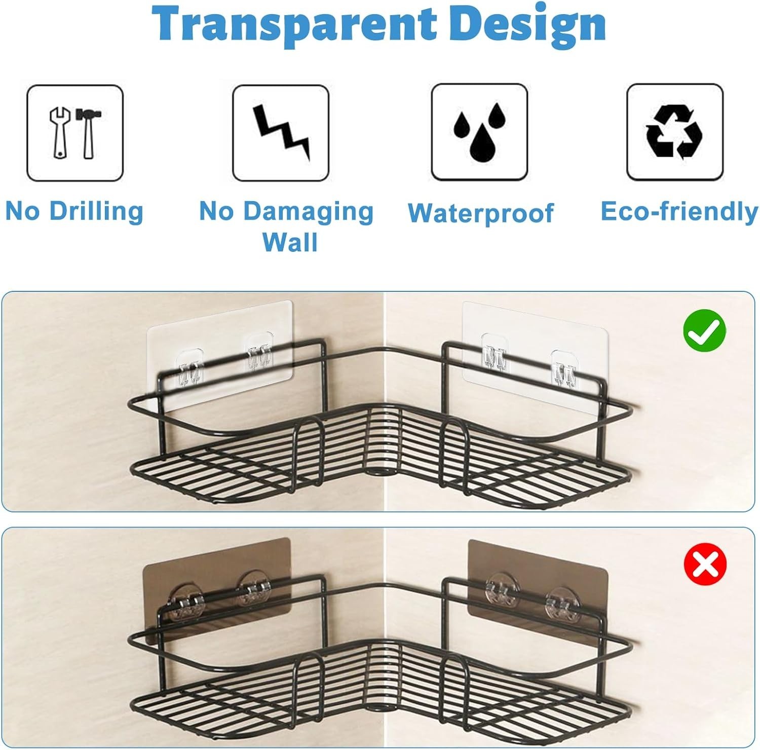 Durable 4-Pack Waterproof Adhesive Stickers for Stylish Bathroom Organization