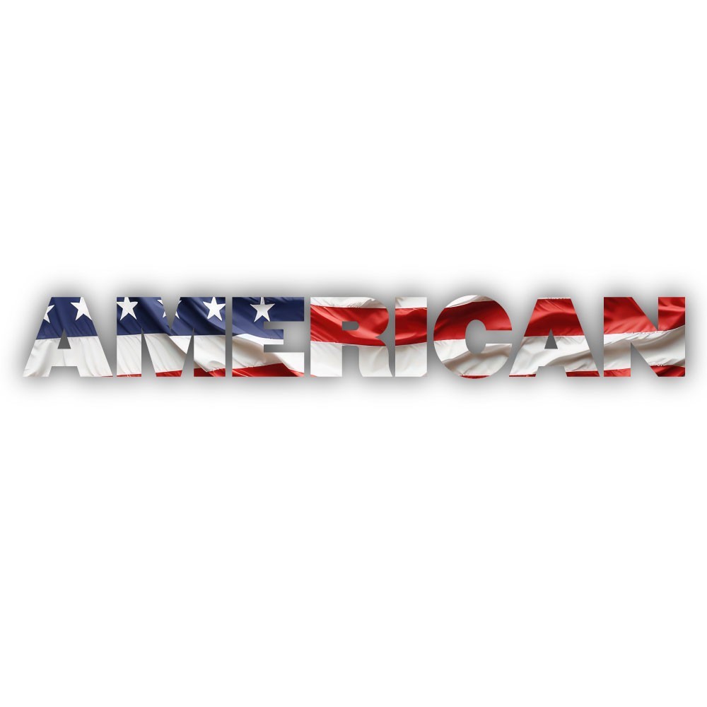 American Waving American Flag Lettering Cut To Shape Vinyl Sticker