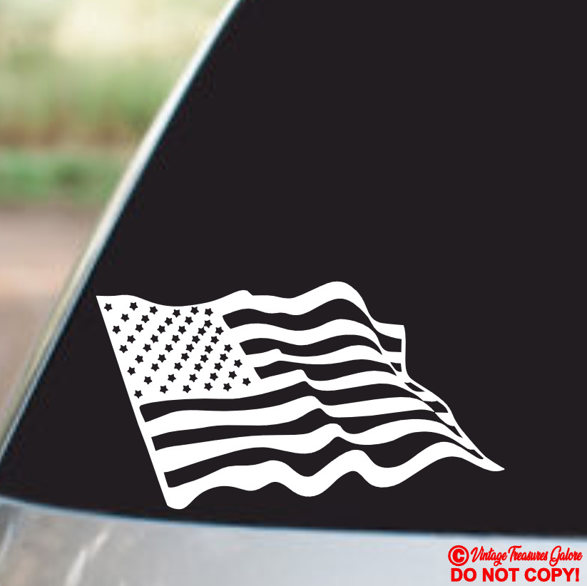 AMERICAN FLAG – VINYL DECAL STICKER CAR WINDOW WALL BUMPER UNITED STATES USA