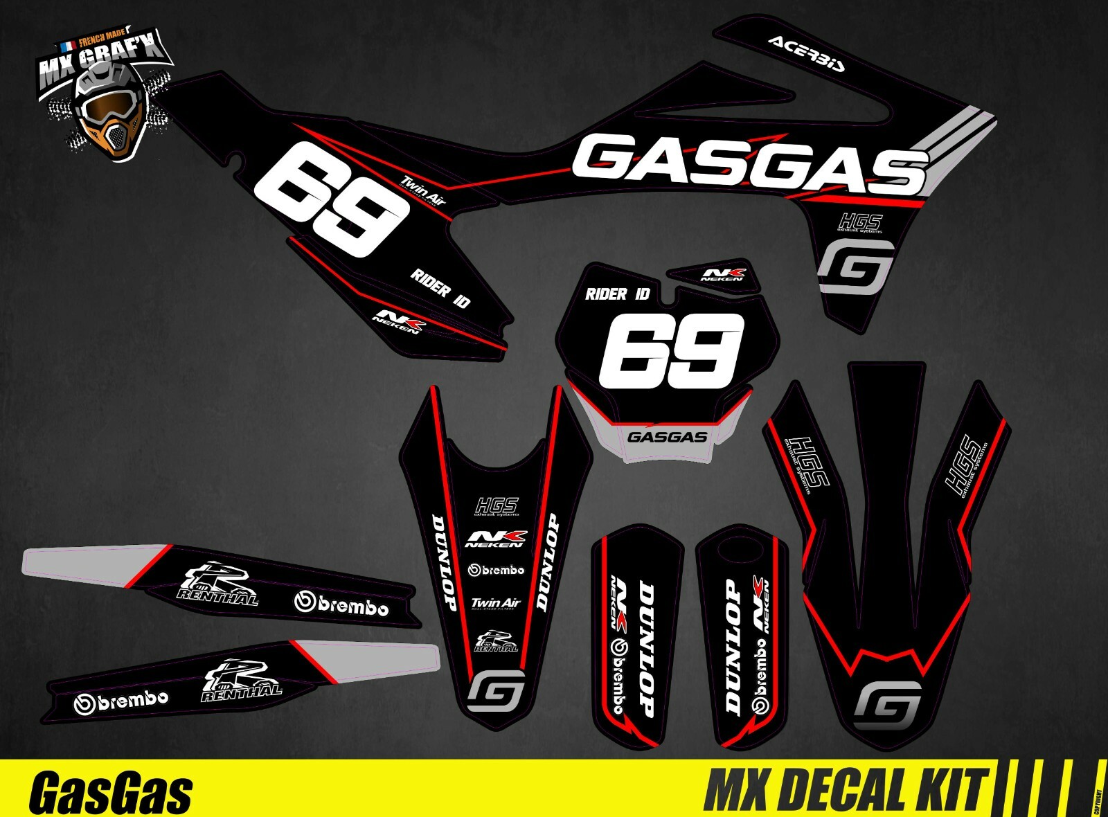 MX Decal Kit For GAS GAS – Red Pulse