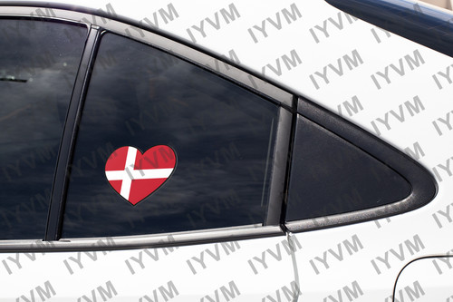 Denmark Flag Heart Sticker Decal