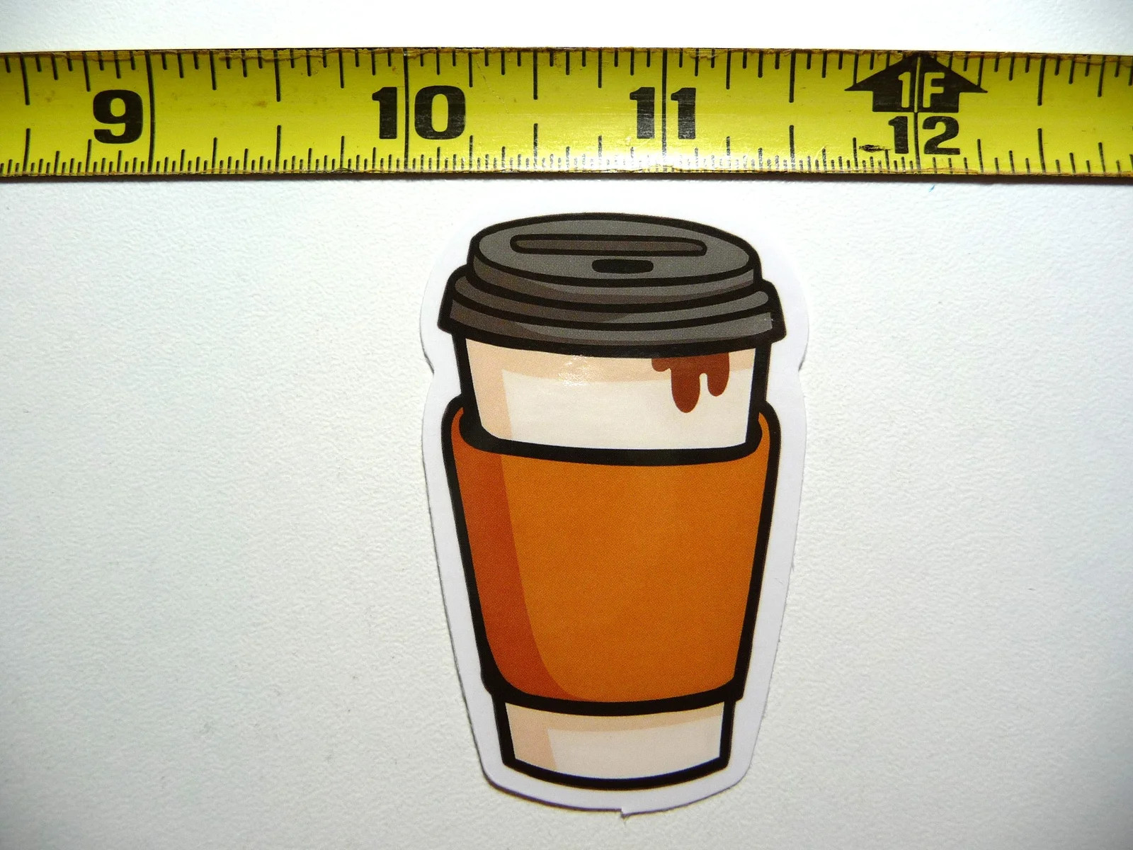 LEAKING COFFEE CUP SMALL STICKER DECAL BEVERAGE MORNING WAKE UP FUN