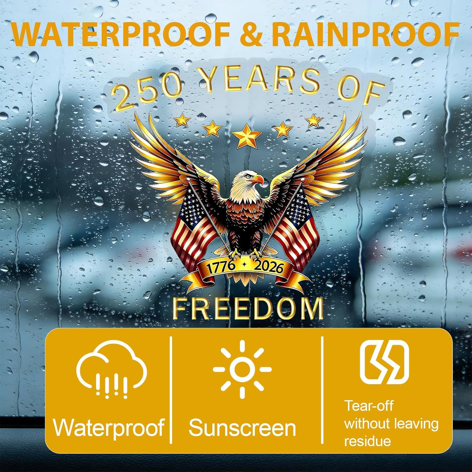 2 Pack America 250Th Anniversary 1776-2026 Car Window Decals 5.9 Inch, Freedom E
