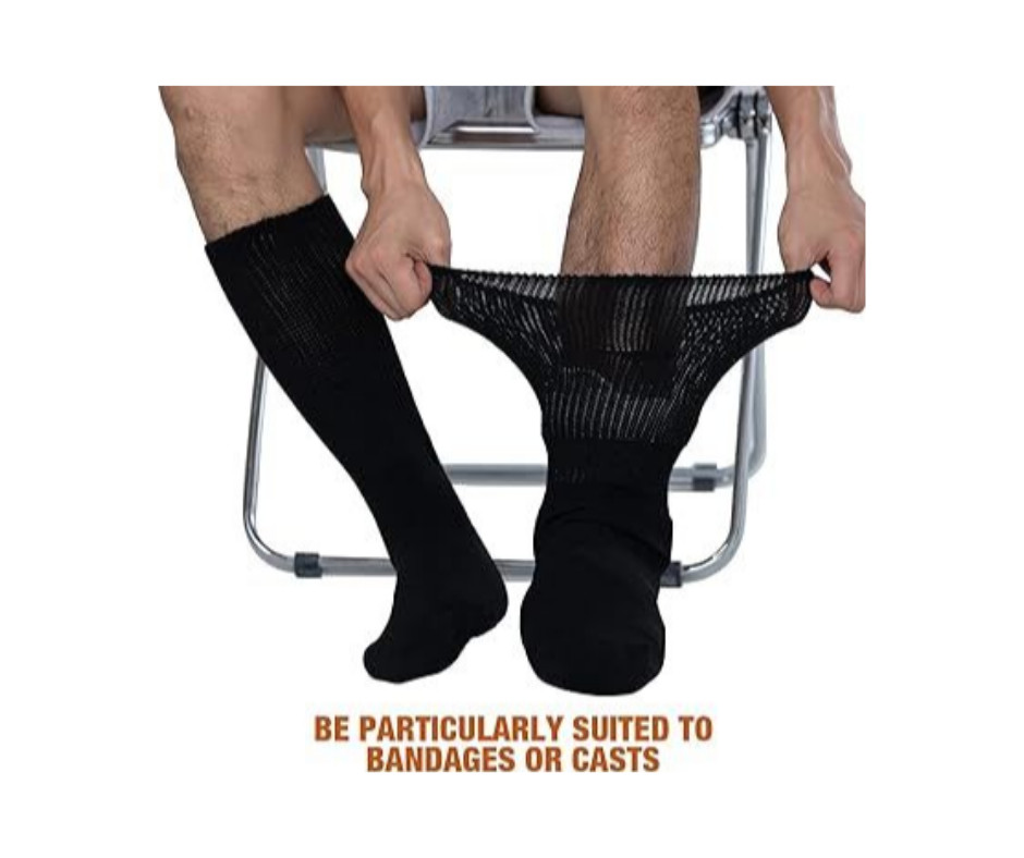 Extra Width Socks for Swollen Feet-4 Pairs One Size, Black
