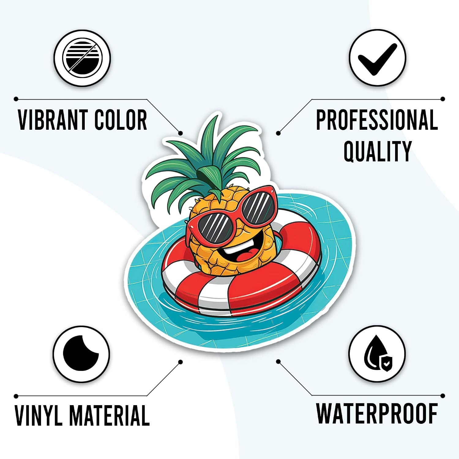 Pineapple Stickers 50 Pieces Vinyl Waterproof Decal for Laptop Water Bottle Phon