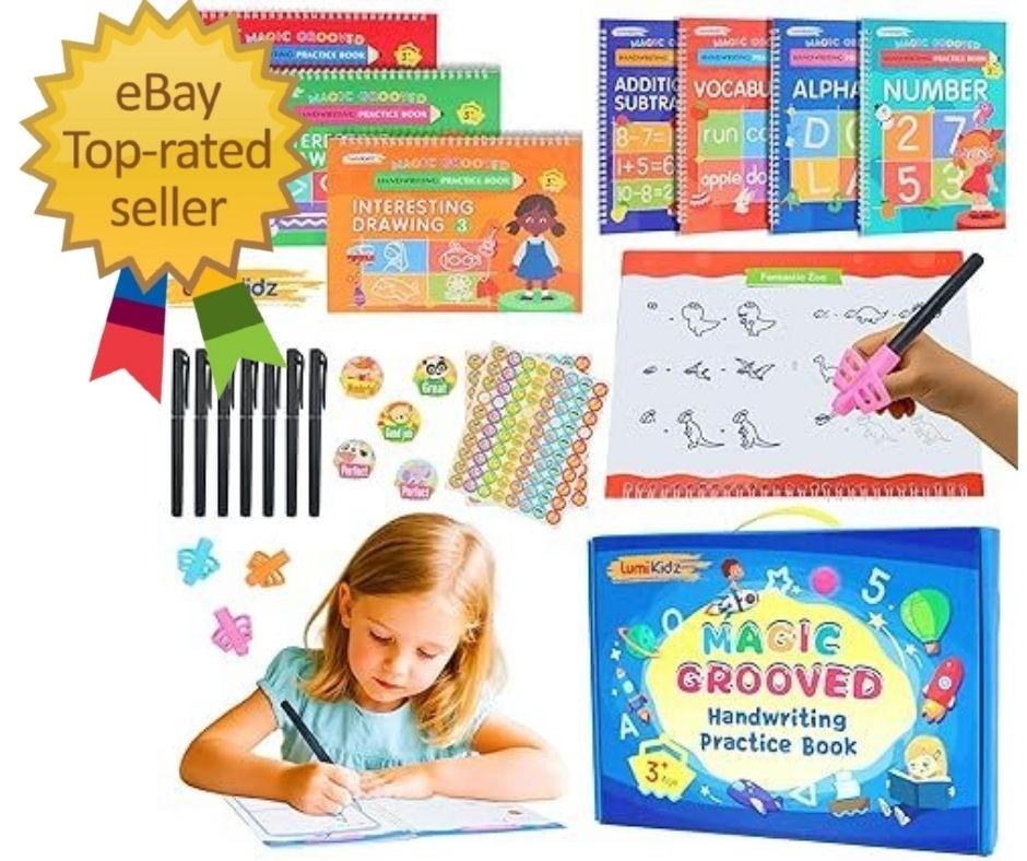 Magic Grooved Writing Practice Book for Kids 3-8 – Reusable Handwriting Workbook