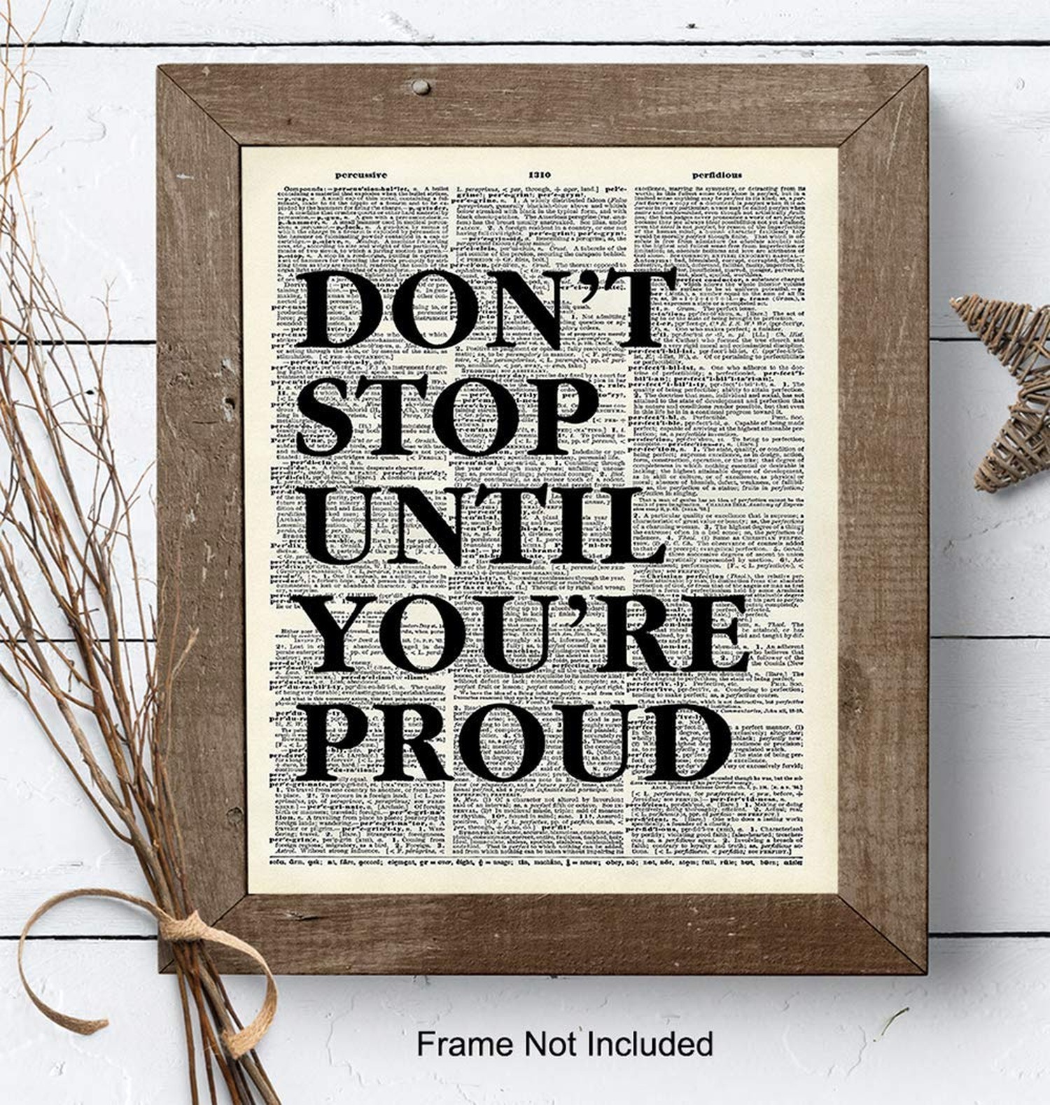 Motivational Don't Stop Dictionary Art, Wall Decor Picture – 8×10 Upcycled Ho…
