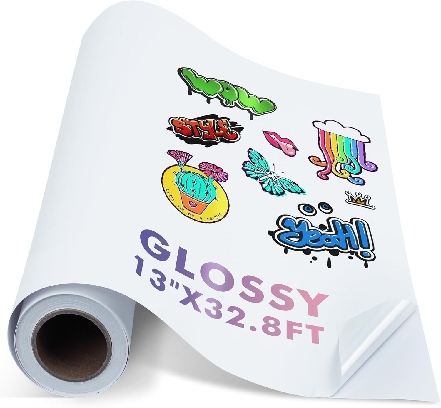 Koala Printable Vinyl Sticker Paper Roll for Inkjet Printer 13"X32.8 FT Glossy