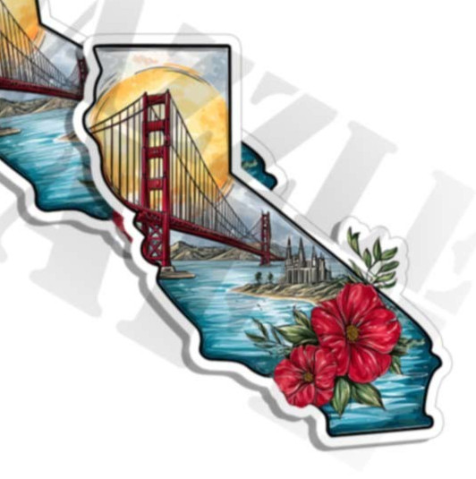 California sticker vinyl decal American flag state outline 2 PACK Made in the US