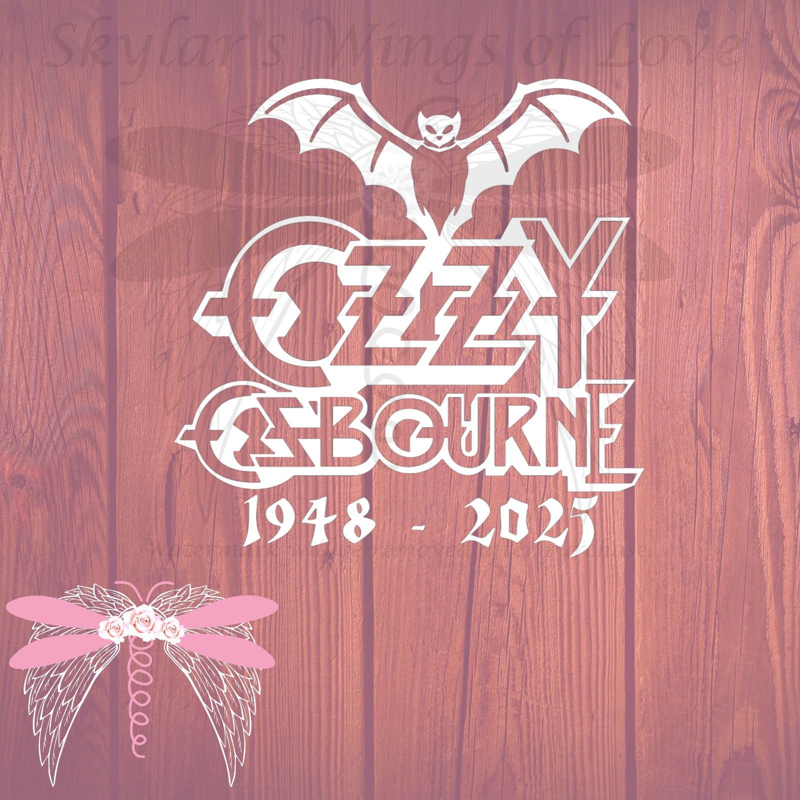 Ozzy Osbourne Memorial Decal Name with Bat Option 1 – 5 sizes available