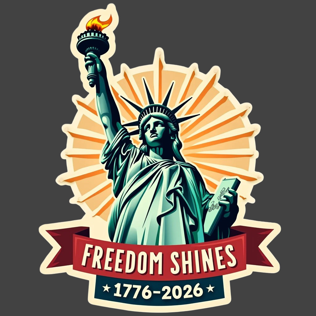 Americana Sticker Vinyl Decal Statue of Liberty Freedom Shines 1776 2026