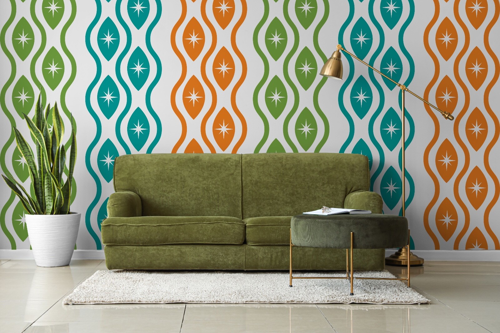 Mid Century Wall Decal – Ogee Atomic Starburst Pattern