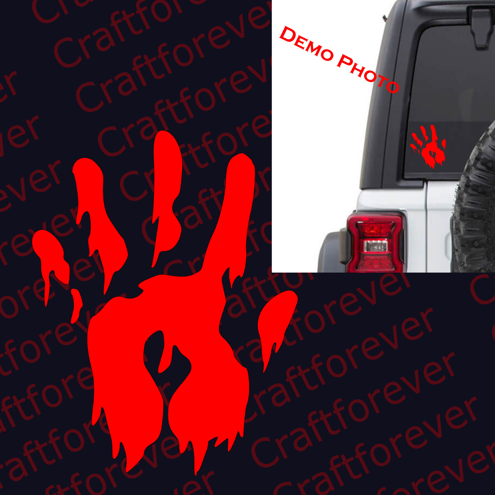 From USA – BLOODY HAND/Devil/Evil Vinyl Decal DIE CUT/Print/Car Window FY003