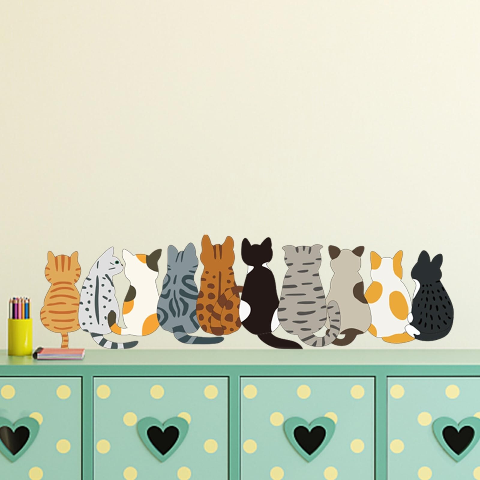 Cat Wall Decals Stickers Removable Bathroom Wall Art Decor Peel and Stick Mur…