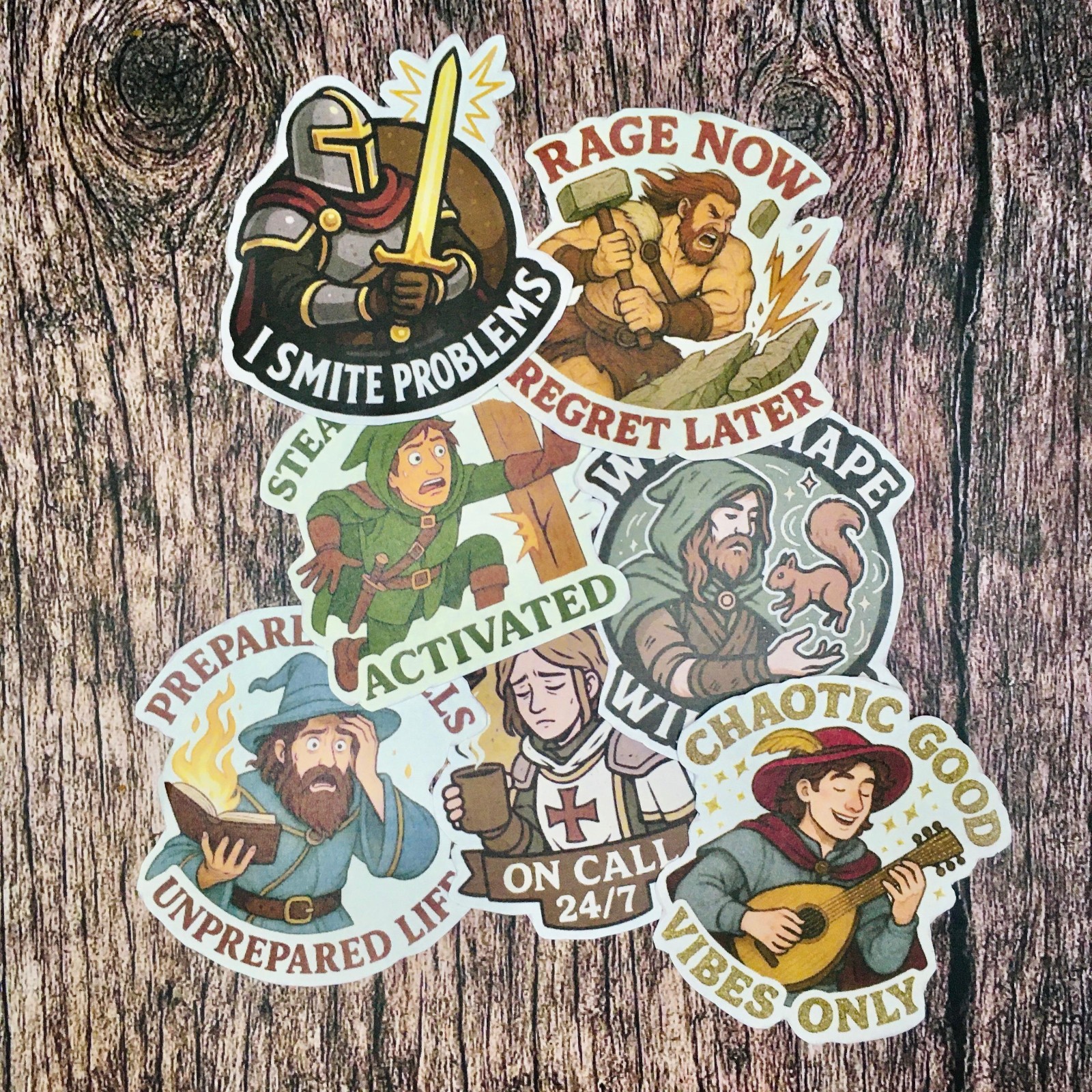 Tabletop RPG Class Sticker Bundle – 7 Funny Character Stickers