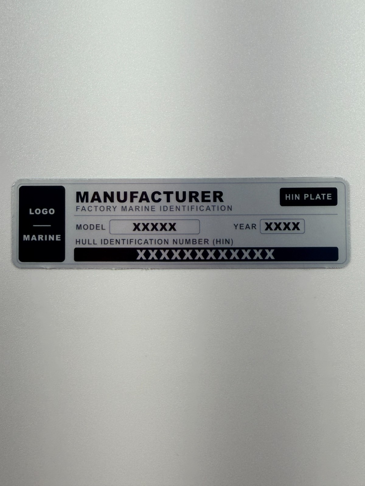 Custom Boat HIN Plate Hull Identification Number Replacement Decal 3.75×1
