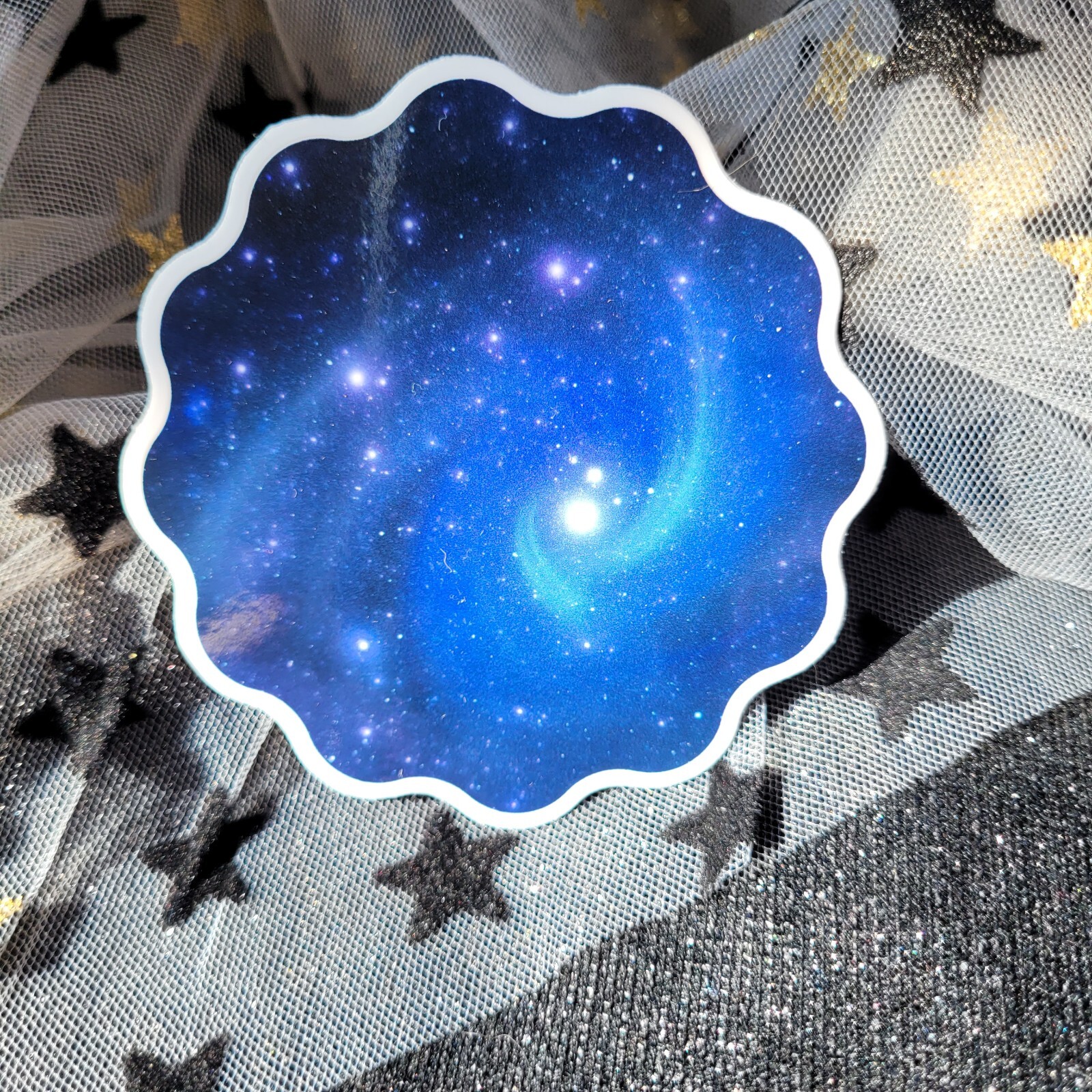 STKR032 Blue Starry Night Sky Galaxy Swirl Sticker – Vinyl, Waterproof Stickers