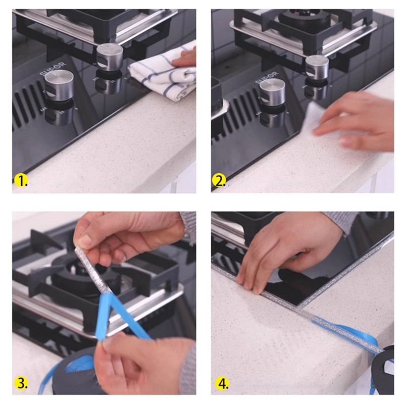 Kitchen Bath Tile Caulk Tape Wall Sink Basin Edge Self-Adhesive Sealing Strip