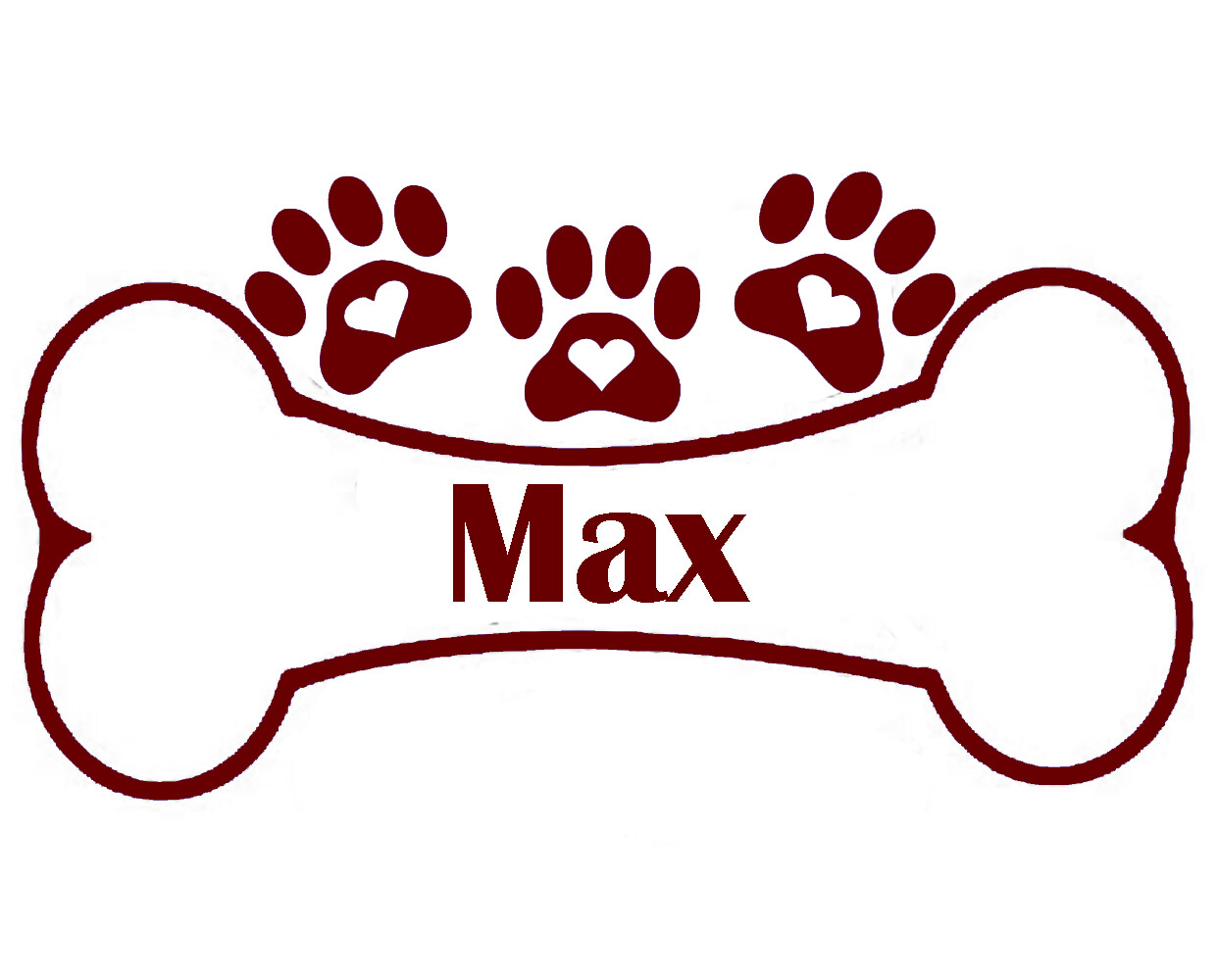 ANY NAME Dog Bone heart paw PrintVinyl Decal Sticker Car Wall Tumbler Cup Choice