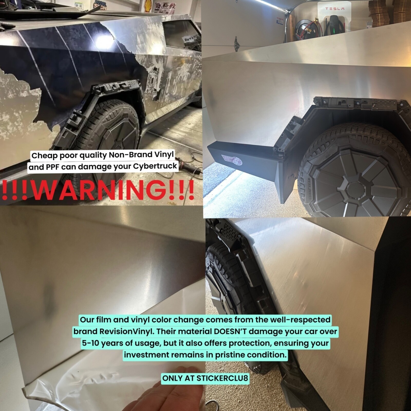Tesla Cybertruck DIY Full Vinyl Wrap Color Change Gloss Mirror Chrome Lake Blue