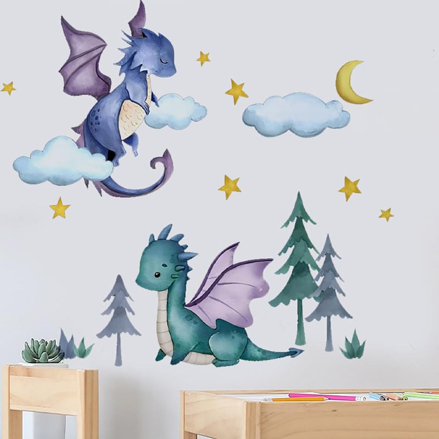 Dinosaur Wall Decals Baby Nursery Wall Decor Dino Wall Stickers Toddler Playr…