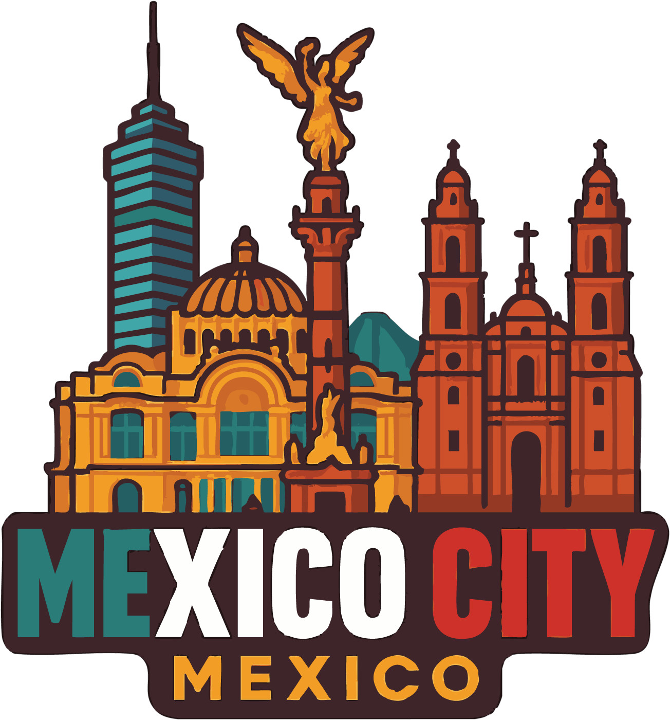 Mexico City Sticker Decal Vinyl Die-Cut City Skyline Landmark Design