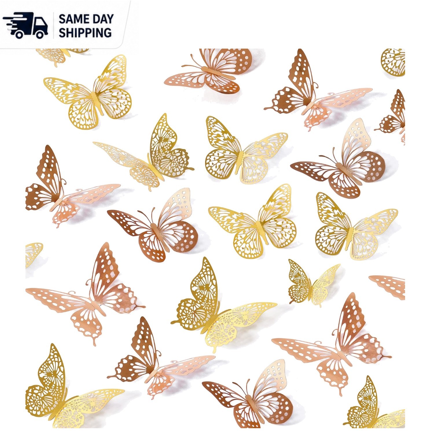 Luxurious 3D Butterfly Wall Stickers – Art Deco 48 Pcs for Parties & Nurseries