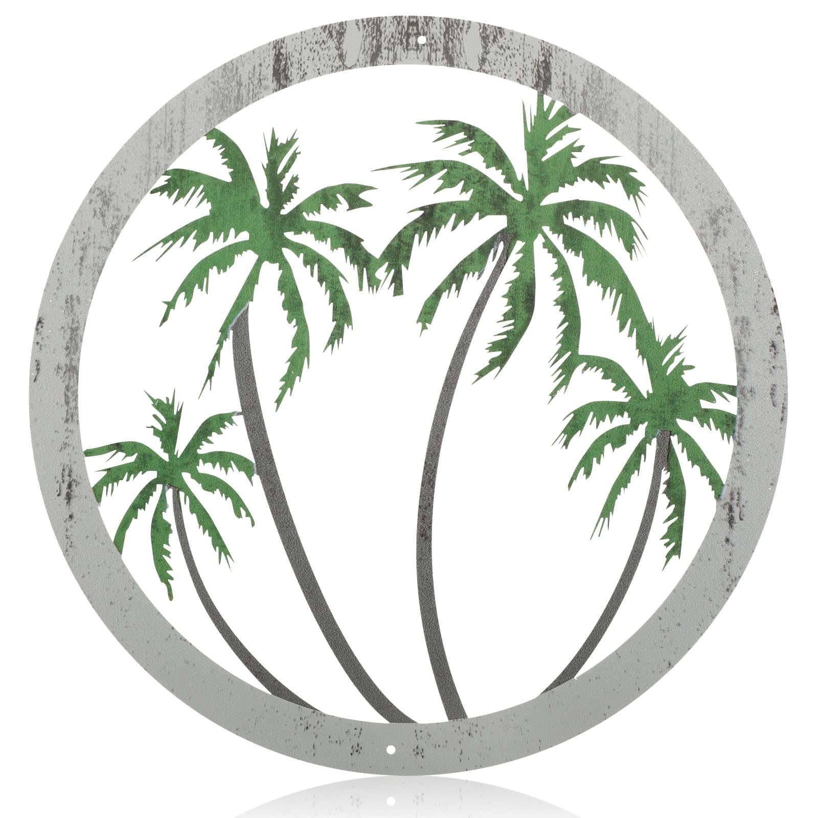 Zhengmy Metal Palm Tree Wall Art Decor Outdoor Plaque 11.8" Tropical Coastal…
