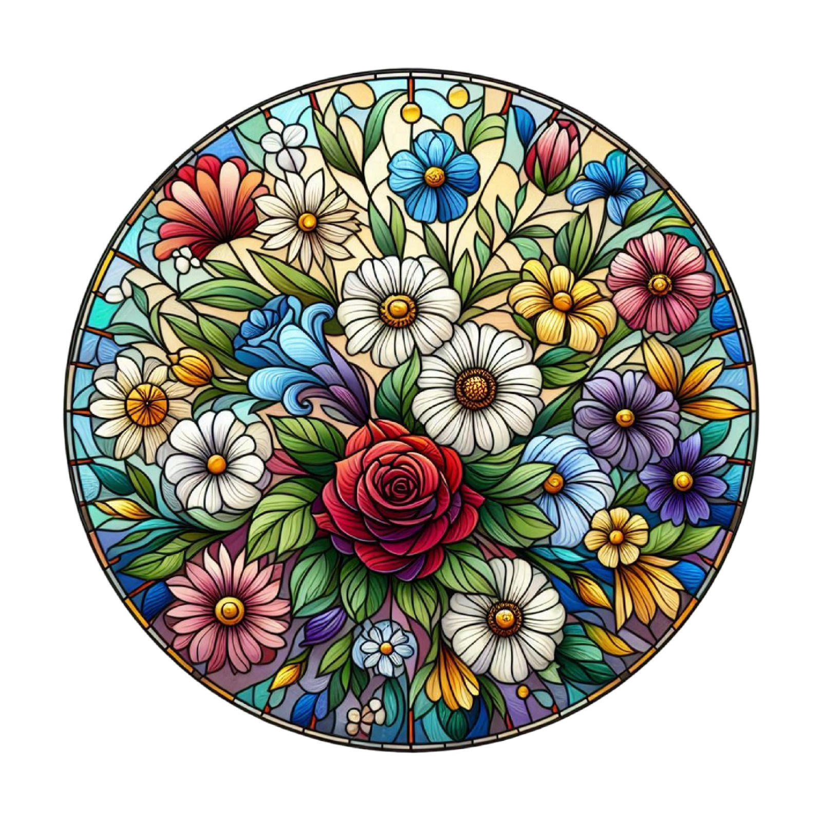 Wall decal sticker flowers stained glass wall sticker 18 x 18 cm large