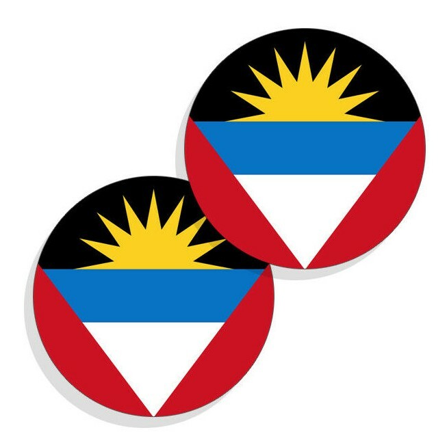 Antigua and Barbuda Flag Stickers Flag Decals Vinyl Indoor Outdoor Round 4pack
