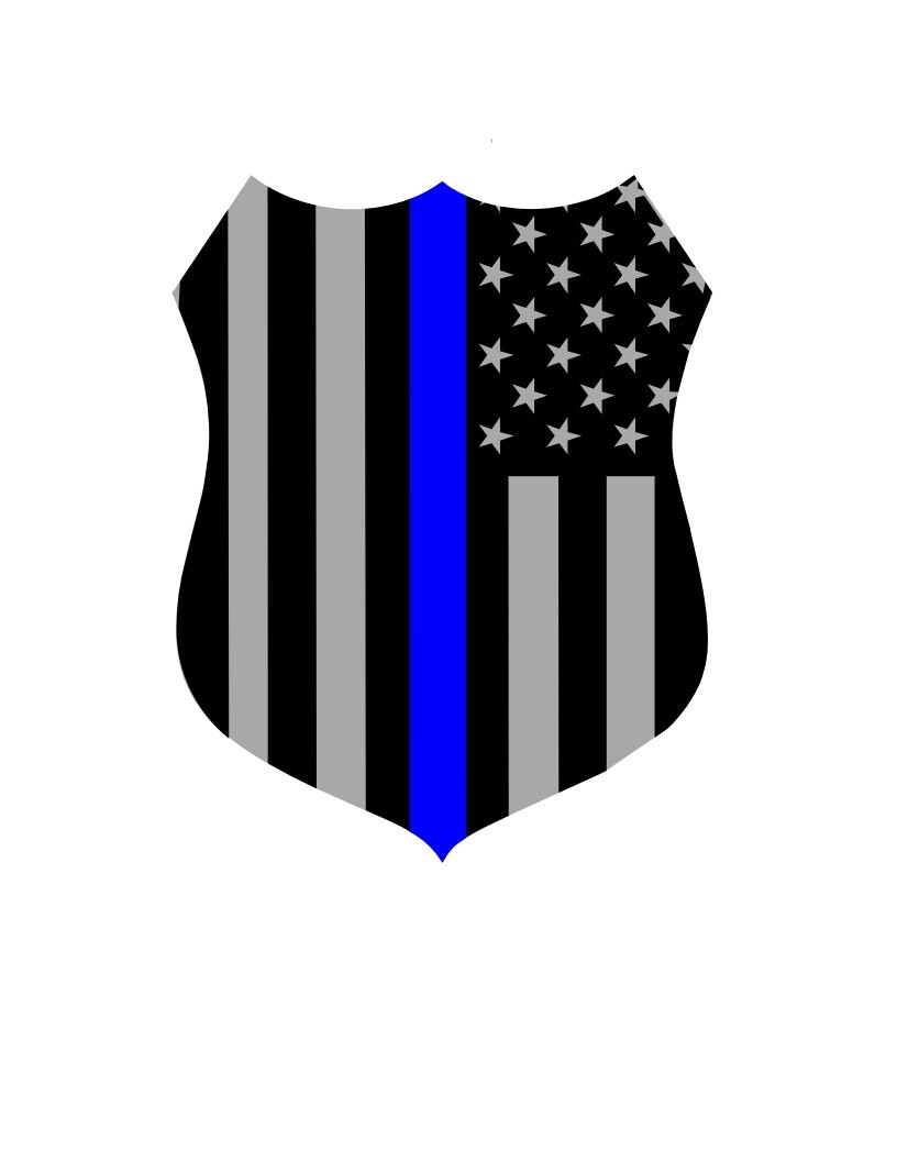 THIN BLUE LINE AMERICAN FLAG POLICE BADGE Vinyl Decal/STICKER