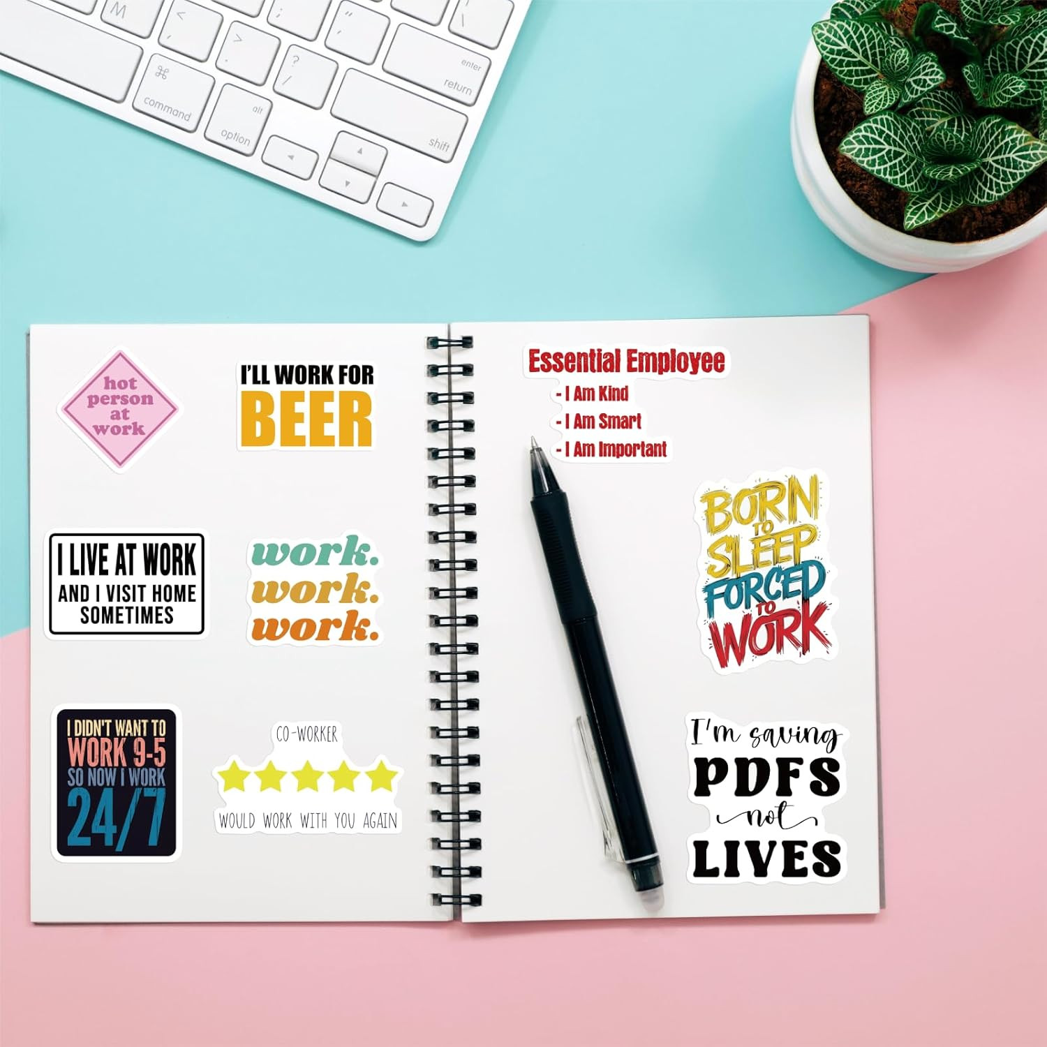 100 PCS Funny Work Stickers for ,Funny Office Pranks Stickers for Laptops,Water