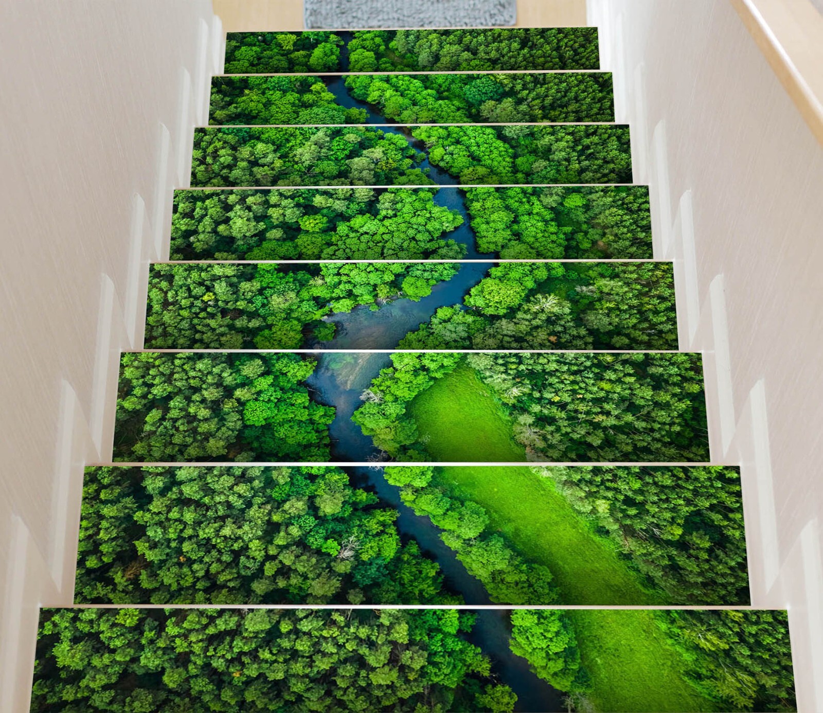 3D Green Forest W039 Stairs Risers Decoration Photo Mural Vinyl Wallpaper Vera