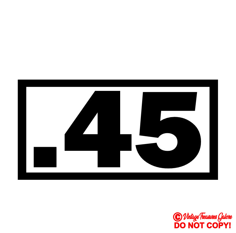 .45 Vinyl Decal Sticker Car Window Wall Bumper Hand Gun Ammo M1911 ACP Pistol
